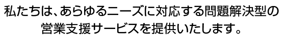 私たちはあらゆるニーズに対応する問題解決型の営業支援サービスをご提供致します